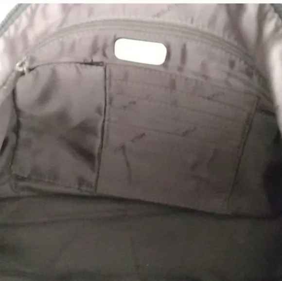 MILA PAOLI Black Leather with  White Accent Stitching Shoulder Handbag - Picture 10 of 12